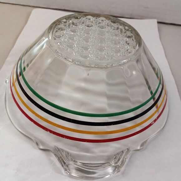 Vintage Anchor Hocking Circus Stripe Bowl with Woven Bubble Bottom Kitsch - Picture 6 of 9